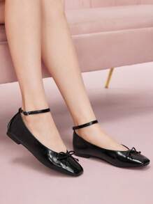 CUCCOO DOLLMOD Women's Bow Decor Fashion Cute Ballet Flats - Black - View 4