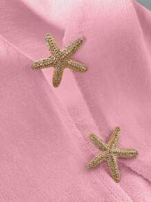 Lumivelle Débardeur mode en maille avec décoration d'étoile de mer, col V profond sans manches, style Casual pour femme