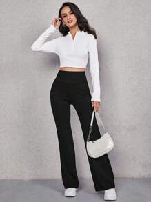 SHEIN EZwear Pantalones acampanados de cintura ancha