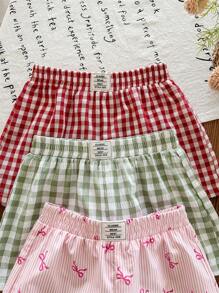 LMoss Kids Conjunto de 1 + 3 para niña, compuesto por pantalones cortos integrados con parche, lazo y estampado de letras, adecuado para el hogar, salidas, deportes y compras