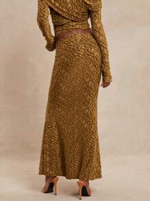 NYA SZN 女式高腰纹理夏季活动迷你喇叭裙超长新娘宾客婚礼舞会特殊场合沙滩装 - 綠色 - 查看 2