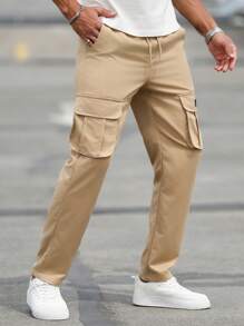 Manfinity LEGND Men's Casual Straight Leg Cargo Pants With Multiple Pockets