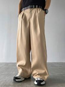 Claim Dot Men's Casual Loose Wide Leg Pants, Fashion For Summer - Khaki - View 5