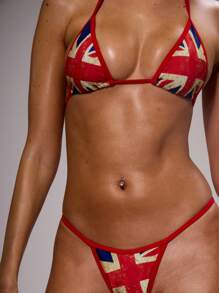 MUSERA Triangle Union Jack Bikini Bottoms Spring, Summer, Holiday, Festival, Rave, Grunge, Cool Girl, Y2K Punk's Graphic