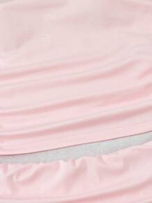 SHEIN 4 件套少女甜美简约花卉图案粉色纯色褶饰蕾丝花边吊带背心和短裤针织合身睡衣套装 - 彩色 - 查看 6