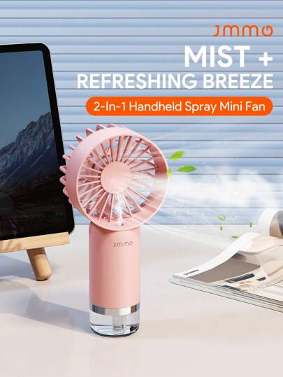JMMO Portable Fan With Spray Humidifier, USB Rechargeable Fan With Water Mist, 3 Wind Speeds, Lightweight Handheld Mini Fan For Makeup Office Travel Camping Indoor Outdoor Back To School Holiday Vacation Summer Essentials, Pink