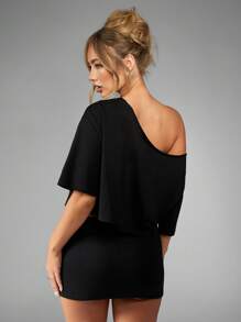 Missguided x Playboy Off Shoulder Distressed Crop Top Summer Spring Casual Festival Athleisure Street Style - Black - View 2