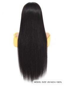 Transparent 13X4 Lace Frontal Wig Virgin Human Hair Long Silky Straight Pre Plucked Hairline 180% Density Natural Black Color Lace Front Wigs With Baby Hair 22-30inch - SNatural - View 4