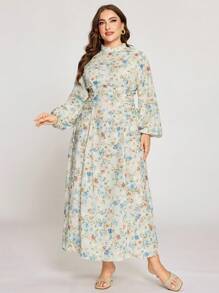 Graceveil Váy in thêu thắt eo thanh lịch cho nữ cỡ lớn - Màu be - Xem 5