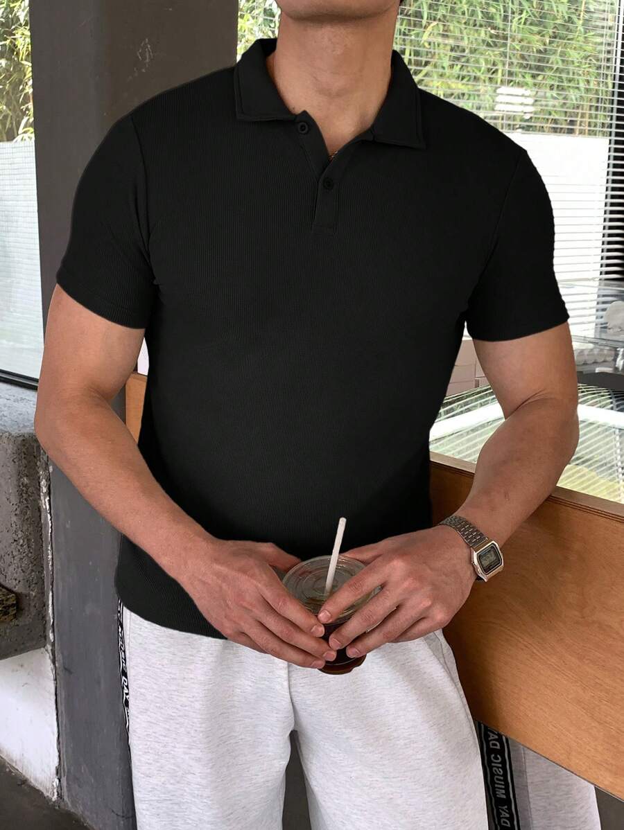 SHEIN 青少年男孩休闲短袖 T 恤,运动街头装朋克摇滚学院风,适合日常外出、派对、音乐节,适合春夏季 - 黑色 - 查看 1