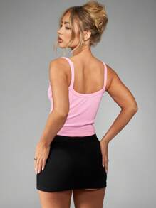 Missguided x Playboy Áo ba lỗ crop top co giãn có họa tiết logo tai thỏ, áo tập luyện mùa hè, phong cách thể thao, thời trang dạo phố, áo ba lỗ cổ cao, thường ngày, thời trang mùa xuân - Hồng - Xem 2