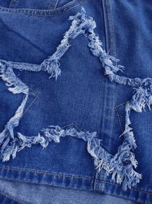 SHEIN ICON Plus Size Casual Vacation Summer Washed Blue Denim Shorts