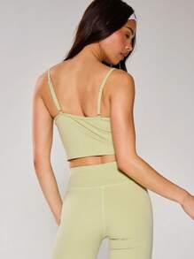 Musera Sport Slinky Spaghetti Strap Active-Wear Crop Cami Top Only, Padel, Tennis, Pickleball Gym Fitness - Mint Green - View 2
