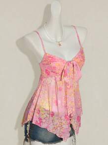 SHEIN ICON Summer Going Out Beach Boho Hawaii Pink Babydoll Flowy Floral Women Tank Tops & Camis Western Wear Women