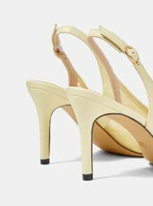 CUCCOO HITCHD 新款夏季女式优雅高跟黄色凉鞋，搭配闪亮水晶蝴蝶结，方头，厚实透明黄色鞋跟，金属 PVC，时尚派对/鸡尾酒会/俱乐部服装