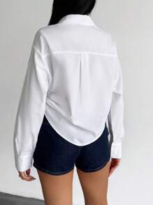 EURMUSE Damen elegantes Hemd mit Schleifenband Vorderseite - Weiss - Übersicht 2