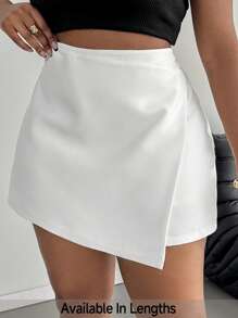 SHEIN PETITE CURVE Falda casual de moda asimétrica para mujer de talla grande