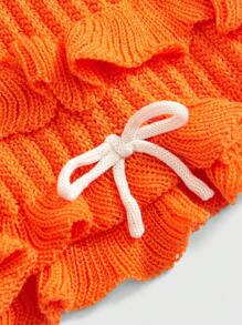 ROMWE Fairycore Y2K Style Crochet Women's Knitted Beach Resort Outfit Set - Orange - View 3