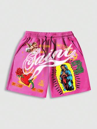 Street Life Pantalones cortos casuales para hombre con estampado gráfico urbano, aptos para primavera y verano