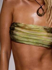 MUSERA Ruched Washed Two Tone Mesh Bandage Cropped Top Spring, Summer, Holiday, Festival Outfit, Rave Outfit, Grunge, Cool Girl, Y2K Ibiza
