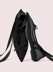 CUCCOO DOLLMOD 女士时尚黑色优雅系带平底鞋 - 黑色 - 查看 2