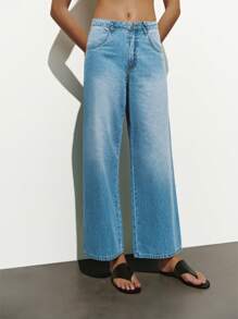 Lumivelle Women's Drawstring Low Waist Straight Leg Denim Jeans, Fashionable For Summer - Light Wash - View 5