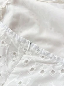 SHEIN Teen Girls Casual/Spring/Summer White Embroidery Halter Backless Dress For Teen Girls,White Graduation Dress,Summer Clothes,Sun Dress,Bohemia,Vacation Dress - White - View 8