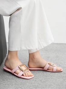 CUCCOO BIZCHIC Women's Fashion Pink Flat Sandals, Simple & Practical Multipurpose - Baby Pink - View 3