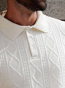 Manfinity CasualCool Camisa polo de manga corta casual con textura talla grande para hombre, de verano