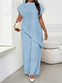 SHEIN Lady Four Seasons Two Pieces Outfits Women Outfit Sets Fall Two Pieces Sets Casual Elegant Women's Blue Woven Stand Collar Elegant Layered Women Fall Sets New Women's Two Pieces Set Women's Casual Plus Size Co-Ords,2 Pieces Summer Outfit Summer Outfits For Women Summer For Women Vacation Outfits Woman Beach Outfits For Woman Wedding Guest Women Birthday For Women Cheetah Print Business Casual Woman Birthday Outfits For Women 4th Of July Women Light Blue Outfit Women Blue Outfit For Women Blue Two Pieces Set