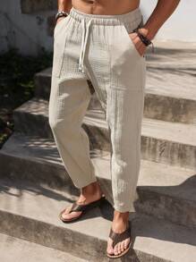 Manfinity Nomadique Pantalon en coton unicolore avec poches, mode pour l'été