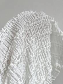 Chiquease Top ajustado sin mangas con un solo hombro, fruncido y textura de unicolor para mujer - Blanco - Ver 5