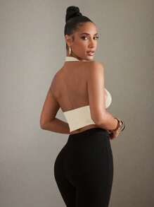 Hauture 女式纯色垂坠领无袖露背上衣，夏季