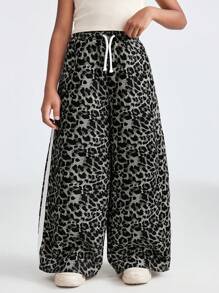 Leap Crew Leap Crew Tween Girl 豹纹抽绳腰部休闲宽松裤 - 黑與白 - 查看 4