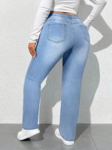 SHEIN ICON Quần Jeans Skinny Co Giãn Có Túi Cỡ Lớn Cho Nữ, Đa Năng - Rửa nhẹ - Xem 2