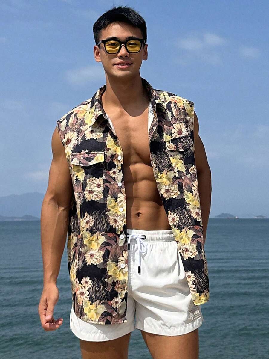 DAZY Summer Floral Plant All-Over Print Casual Beach Shirt For Men Vacation - Multicolor - View 1