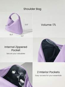 GLOWMODE 17L Unadjustable Textured Water-Resistant Shoulder Bag Fall Winter - Purple - View 5