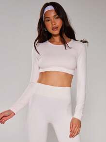 Musera Sport 交叉后背短款长袖健身上衣，适合板网球、网球、匹克球等健身运动