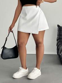 SHEIN PETITE CURVE Falda casual de moda asimétrica para mujer de talla grande