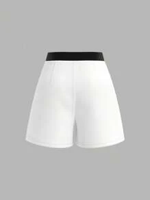 SHEIN MOD Pantaloncini da donna con vestibilità ampia, con decorazione floreale a blocchi di colori in 3D