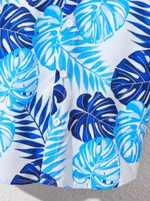 SHEIN Camisa casual de verão com estampa tropical e manga curta para meninos adolescentes, sem camiseta