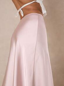 Glamine Women Solid Color High Waist Mermaid Hem Elegant Fashion Skirt,Women Skirt Birthday, Maxi Skirts For Women, Women Skirts Birthday, Women Summer Clothing,Purple Satin Elegant Maxi Skirt - Baby Pink - View 7