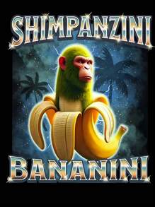 Manfinity Dauomo Camisa Shimpanzini Bananini regular para hombre, Camisa italiana Brainrot, Camiseta pirata de rap, Camiseta gráfica divertida y curiosa con meme de mono Brainrot, Camiseta de moda, Camiseta de manga corta de cuello redondo con estampado gráfico minimalista artístico único y elegante casual negro, para regalo de cumpleaños - Negro - Ver 4