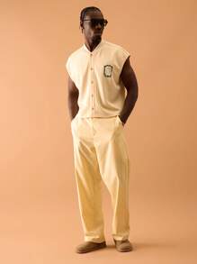 Musero Straight Leg Trousers Spring, Summer, Holiday, Vacation - Khaki - View 4