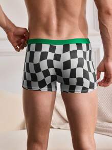 1pc Men's Plaid Comfortable Basic Simple Boxer Briefs - Multicolor - View 3