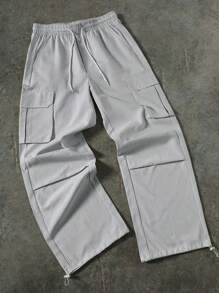 Manfinity EMRG Men's Striped Drawstring Waist Cargo Pocket Wide Leg Pants - Baby Blue - View 4