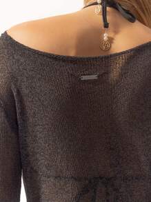 Aralina 夏日度假海滩风透视束腰针织毛衣 - 黑色 - 查看 3