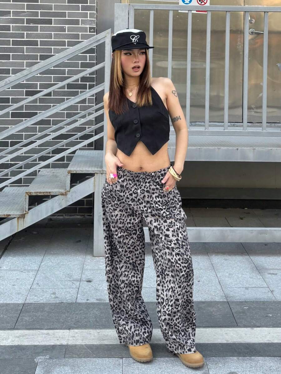 Coolane Kids Teen Girl Leopard Print Simple Daily Wear Long Pants,Mom And Daughter Pants, Party / New Year Eve / Streetwear