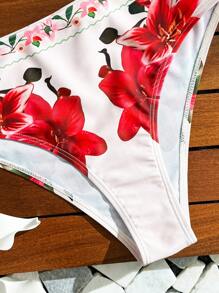 Swim Vcay 2pcs/Set New Fashionable 3D Flower Design Bestselling Sexy Bikini Swimsuit Set, Suitable For Summer Beach