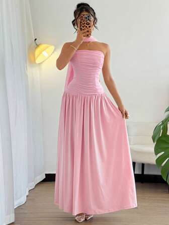 Rafferiza 女士长款缎带装饰连衣裙，适合秋季、生日、婚礼宾客